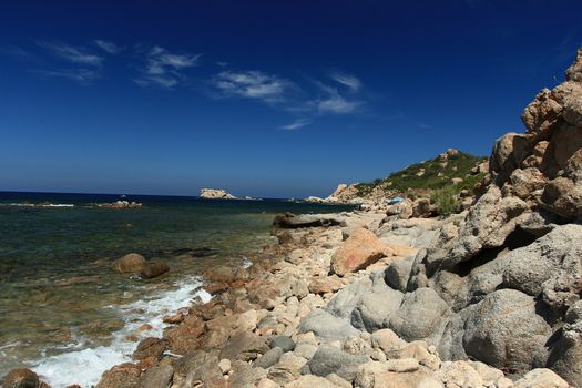 Sardinian natural Landscape and coastline in southern coast, Italy