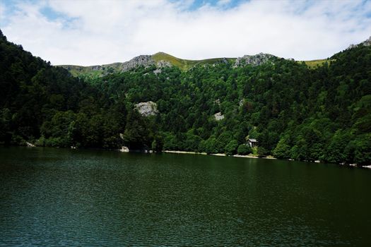 Panoramic view over the Lac de Schiessrothried in the Vosges, France