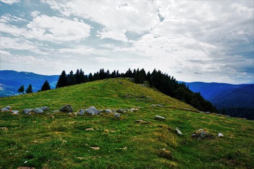 View over plain peak of a hill in the Vosges region, France