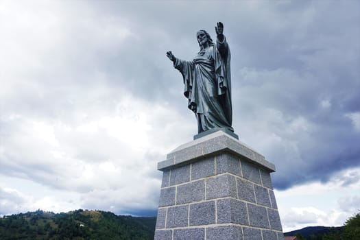 Large statue of Jesus spotted over the village La Bresse, France
