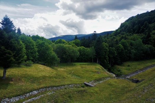 View over a typical landscape of the Vosges, France