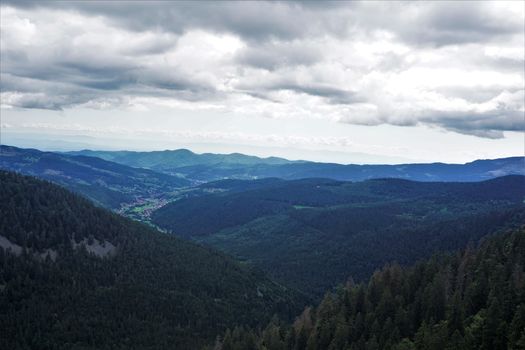 Panoramic view in direction of Retournemer near the Col de la Schlucht , France