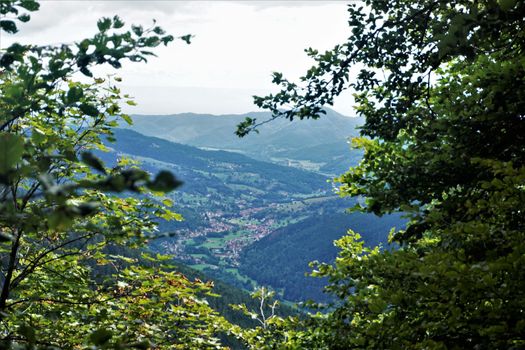 View over a valley in the Vosges region near the Col de la Schlucht, France