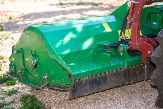 terni, italy may 24 2020:stalk chopper for tractor, 2 meters wide