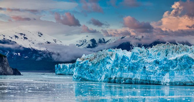 Hubbard Glacier in Alaska under Cloudy Skies