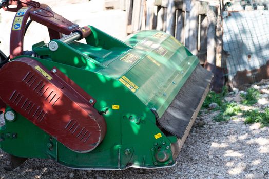 terni, italy may 24 2020:stalk chopper for tractor, 2 meters wide