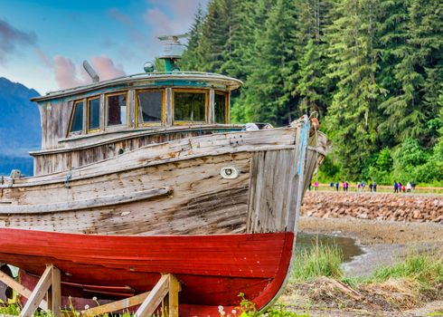 Old Wooden Boat on Alaskan Dry Dock