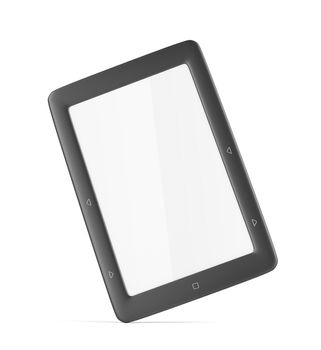 E-book reader with blank display on white background