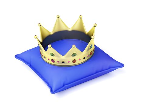Gold crown on blue pillow