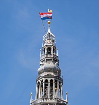 Tower of the Noorderkerk in Amsterdam the Netherlands at Kingsday