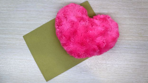 Pink heart for Valentine's day, for international women's day, for mother's day, love, Kraft paper, card	
