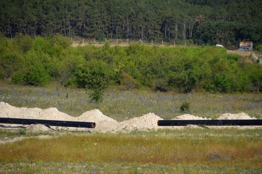 Construction of the pipeline. a Underground gas pipeline, pipeline laying underground.