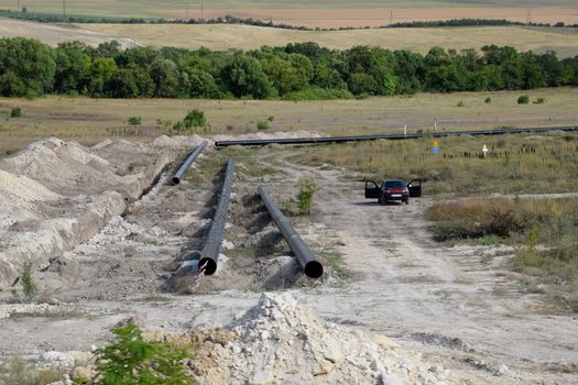 Construction of the pipeline. a Underground gas pipeline, pipeline laying underground.