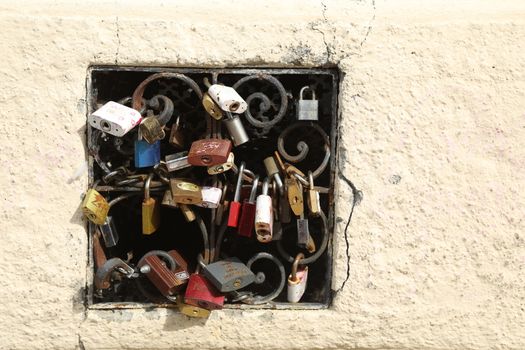 Lovers Locks On Historical River Bridge