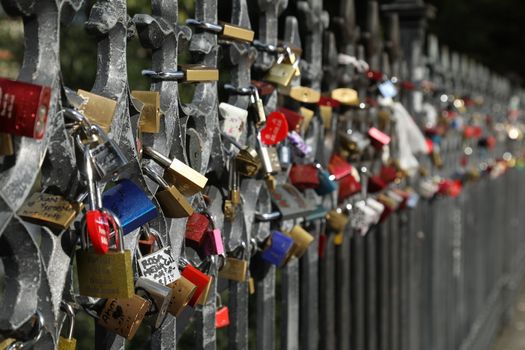 Lovers Locks On Historical River Bridge