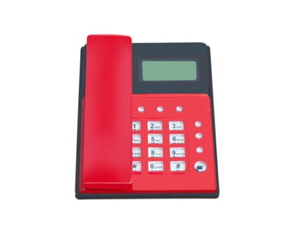 Red office phone isolated on white background