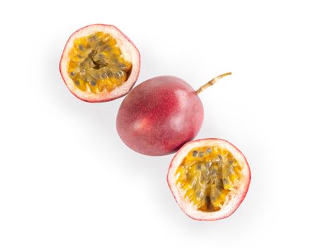 Top view Fresh passion fruit isolated on white background, food healthy concept