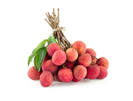Fresh ripe lychee tropical fruit isolated on white background