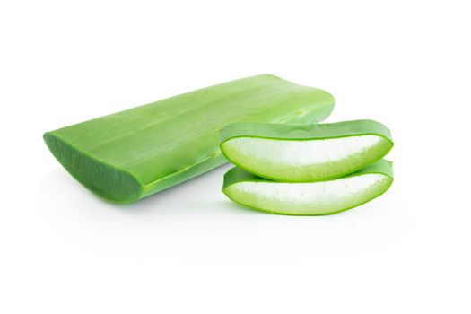 Aloe vera with slice isolated on white background, herb and medical