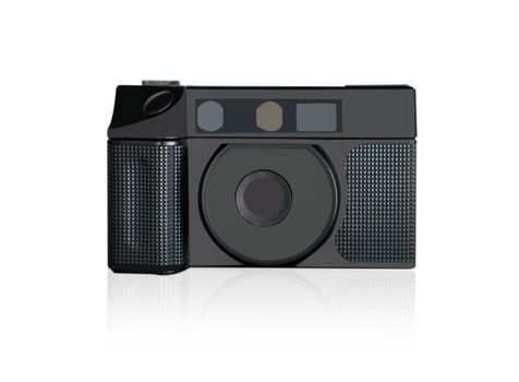 Closeup retro film photo camera isolated on white background