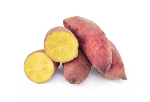 Sweet potato boil isolated on white background, food healthy diet concept