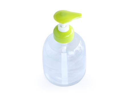 Alcohol gel in plastic bottle on isolated on white background for washing hand, health care and medical concept