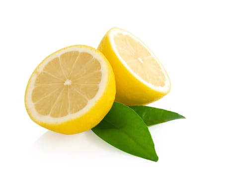 Closeup fresh lemon fruit isolated on white background, food and healthy concept