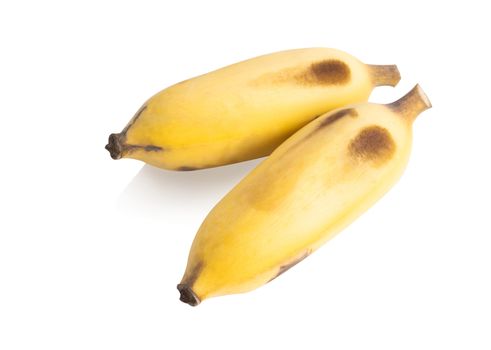 Ripe banana branch isolated on white background
