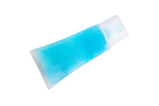 Alcohol gel in plastic tube on isolated on white background for washing hand, health care and medical concept