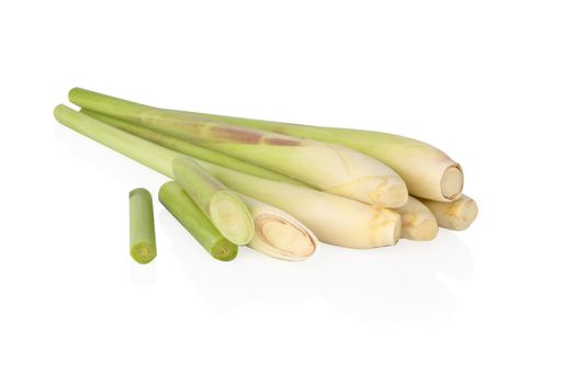 Lemon grass with slice isolated on white background, herb and medical concept