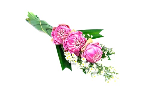Buddhist pink Lotus Flower offerings to gods, selective focus