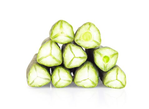 Moringa pods isolated on white background, herb and medical concept