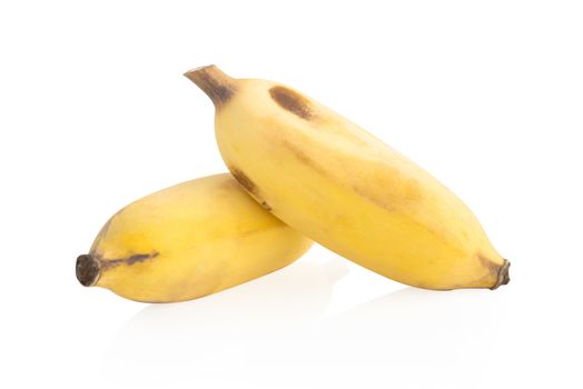 Ripe banana branch isolated on white background