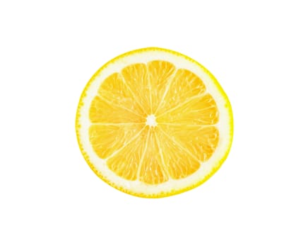 Closeup fresh lemon fruit slice isolated on white background, food and healthy concept