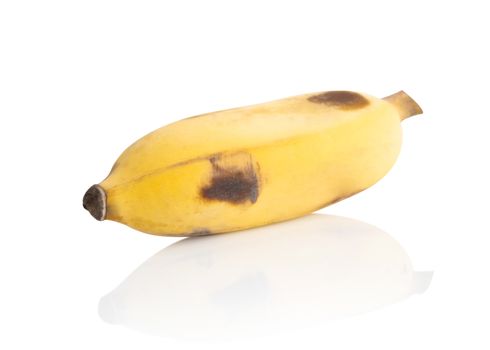 Ripe banana branch isolated on white background