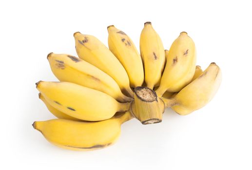 Ripe banana branch isolated on white background