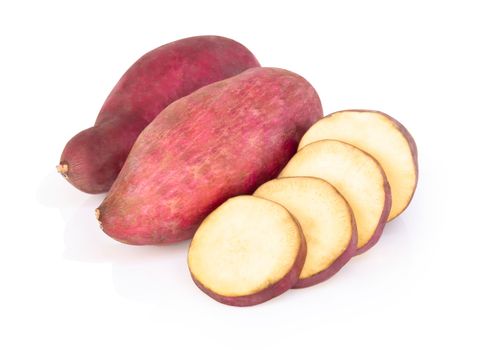 Raw sweet potato isolated on white background, healthy food concept