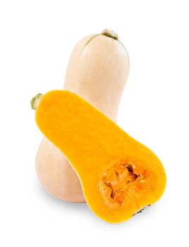 Fresh butternut squash isolated on a white background, Save clipping path.