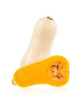 Fresh butternut squash isolated on a white background, Save clipping path.