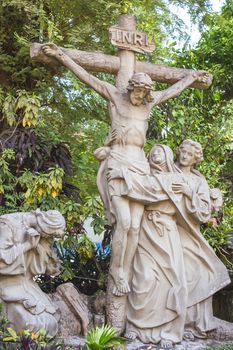 The statue of the crucifix outside the Tan Dinh Church