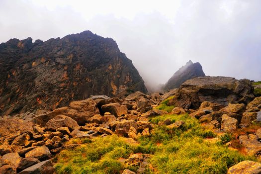 Beautiful High Tatras mountains landscape in  Slovakia near city Old Smokovec. sunny summer day