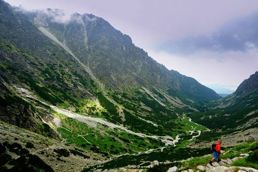 Beautiful High Tatras mountains landscape in  Slovakia near city Old Smokovec. sunny summer day