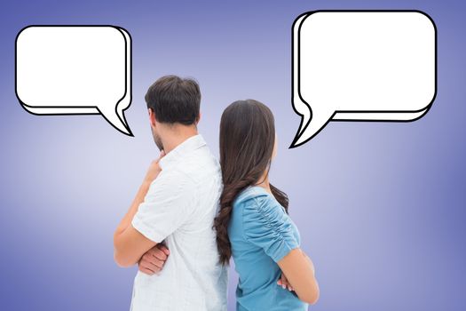 Upset couple not talking to each other after fight against purple vignette