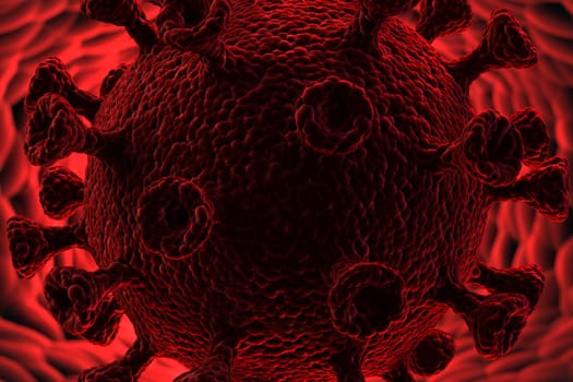 Close - up image of a coronavirus cell. 3D illustration