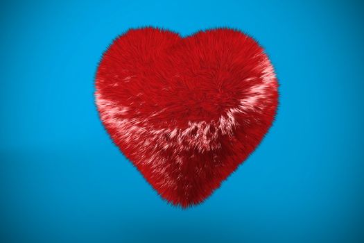 Red heart against blue background with vignette