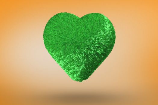 Green heart against orange vignette