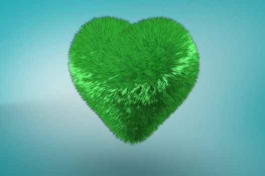 Green heart against blue vignette background