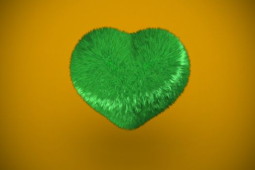 Green heart against yellow background with vignette
