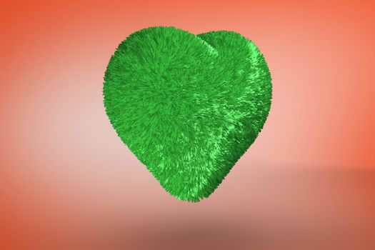 Green heart against orange