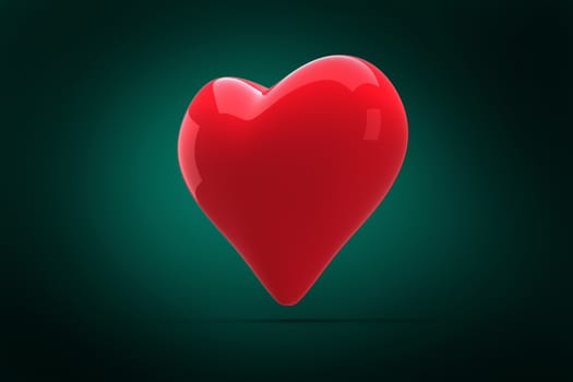 Red heart against green background with vignette
